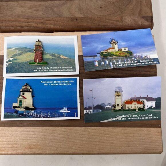 Collectible Enamel plated on 14 K Gold Massachusetts Lighthouse pins 2003 - Picture 1 of 14